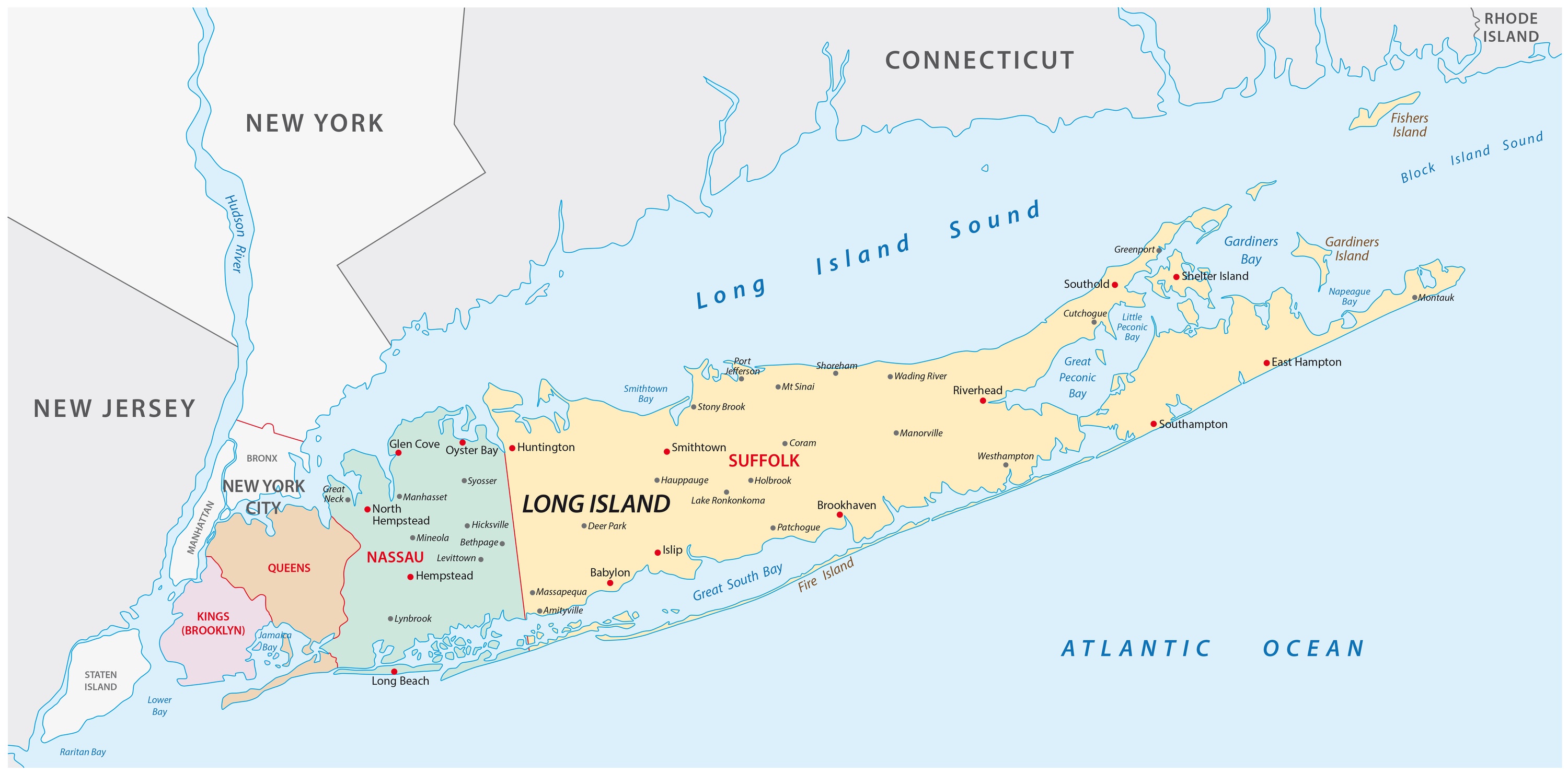 Long Island County Map